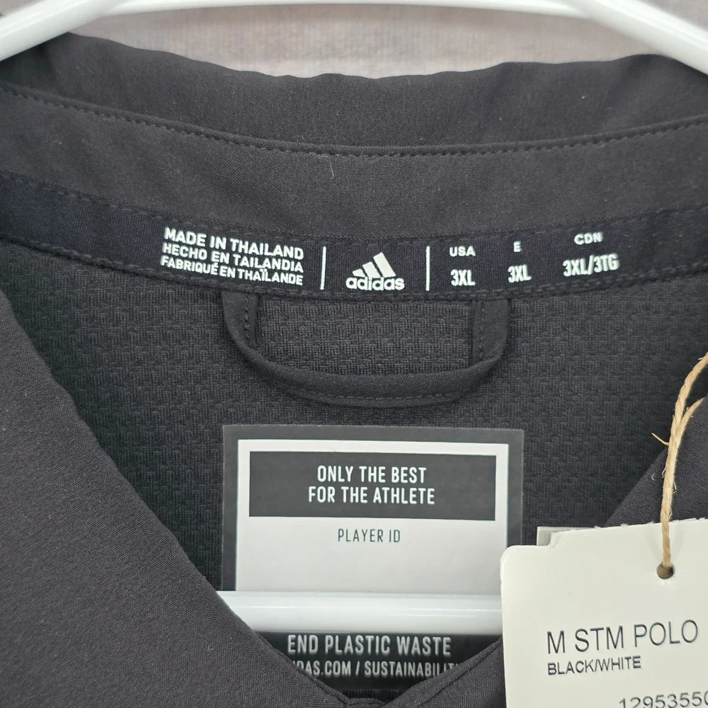 Adidas Golf Polo Shirt Black White Mens 3XL Performance Stretch STM HG7441 NWT